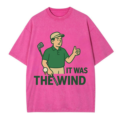 Golfer blaming the wind with hair perfectly still - "It Was the Wind" - classic - Vintage T-shirt - Dusty Rose(Rose)