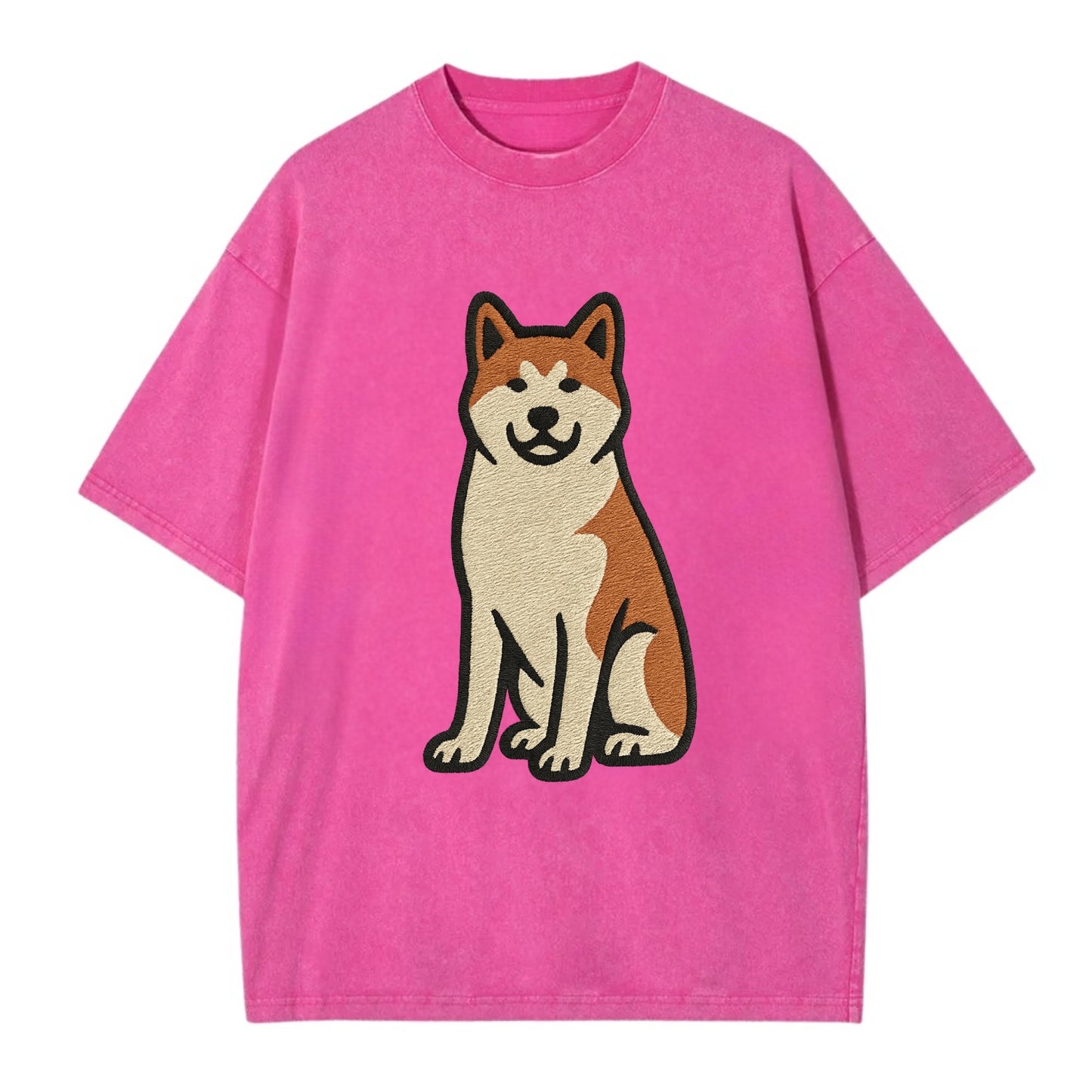 Akita - White and red sitting pose - Vin Vintage T-shirt - Dusty Rose(Rose)