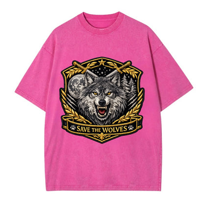 SAVE THE WOLVES - wolf moon in gray , predator protection - Vintage T-shirt - Dusty Rose(Rose)