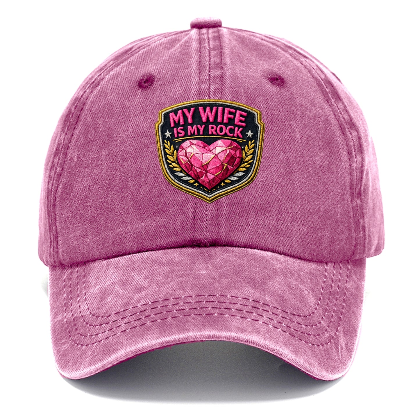 MY WIFE IS MY ROCK - pink rock heart - pink - solid wife - Classic Cap - Dusty Rose(Rose)