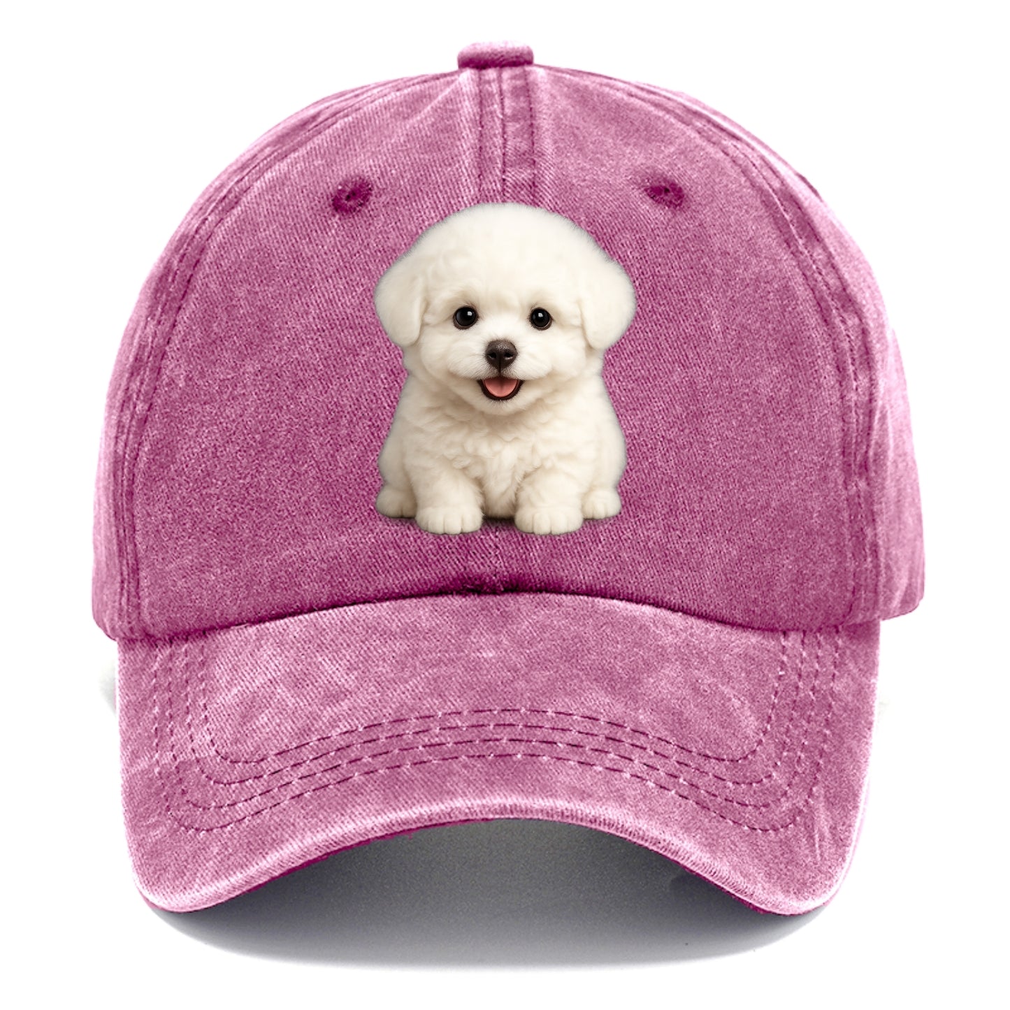 Baby Bichon Frise Puppy - white puffy cloud, dark eyes, happy expression, - Classic Cap - Dusty Rose(Rose)