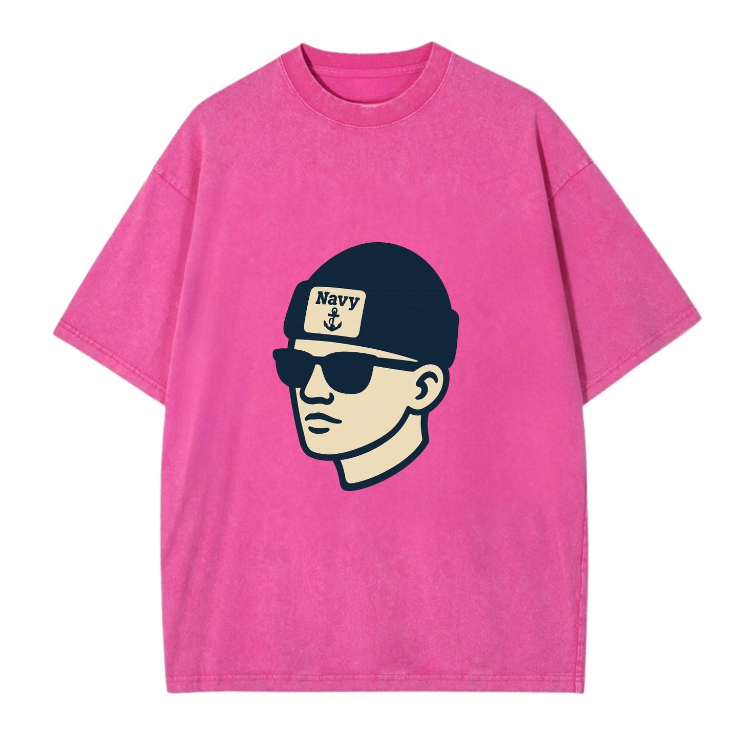 Annapolis Midshipman wearing Navy beanie with anchor patch - Vintage T-shirt - Dusty Rose(Rose)