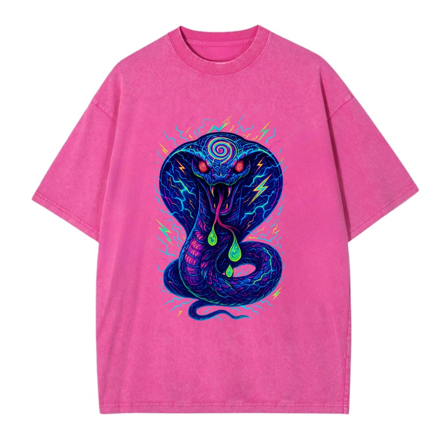 Mesmerizing cobra with hypnotic spiral patterns in the hood, scales that shimmer - Vintage T-shirt - Dusty Rose(Rose)
