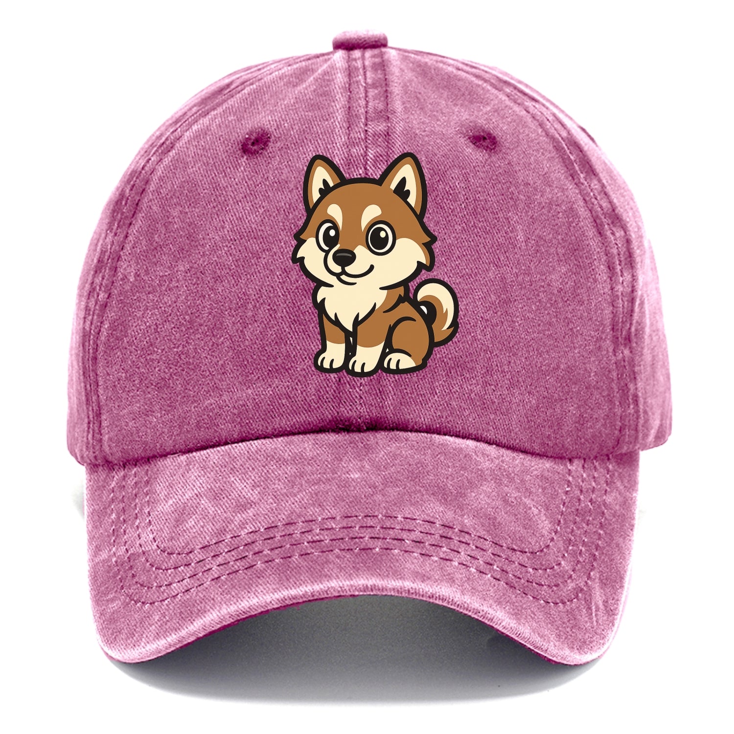 Pomsky - Pomeranian-Husky mix sitting pose - Classic Cap - Dusty Rose(Rose)