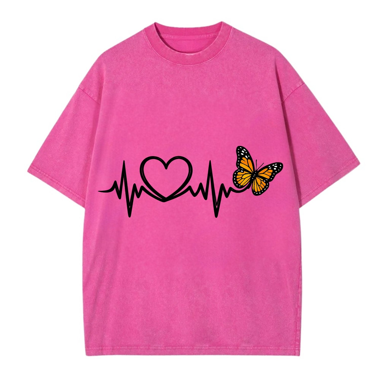 Heartbeat Butterfly - Vintage T-shirt - Dusty Rose(Rose)