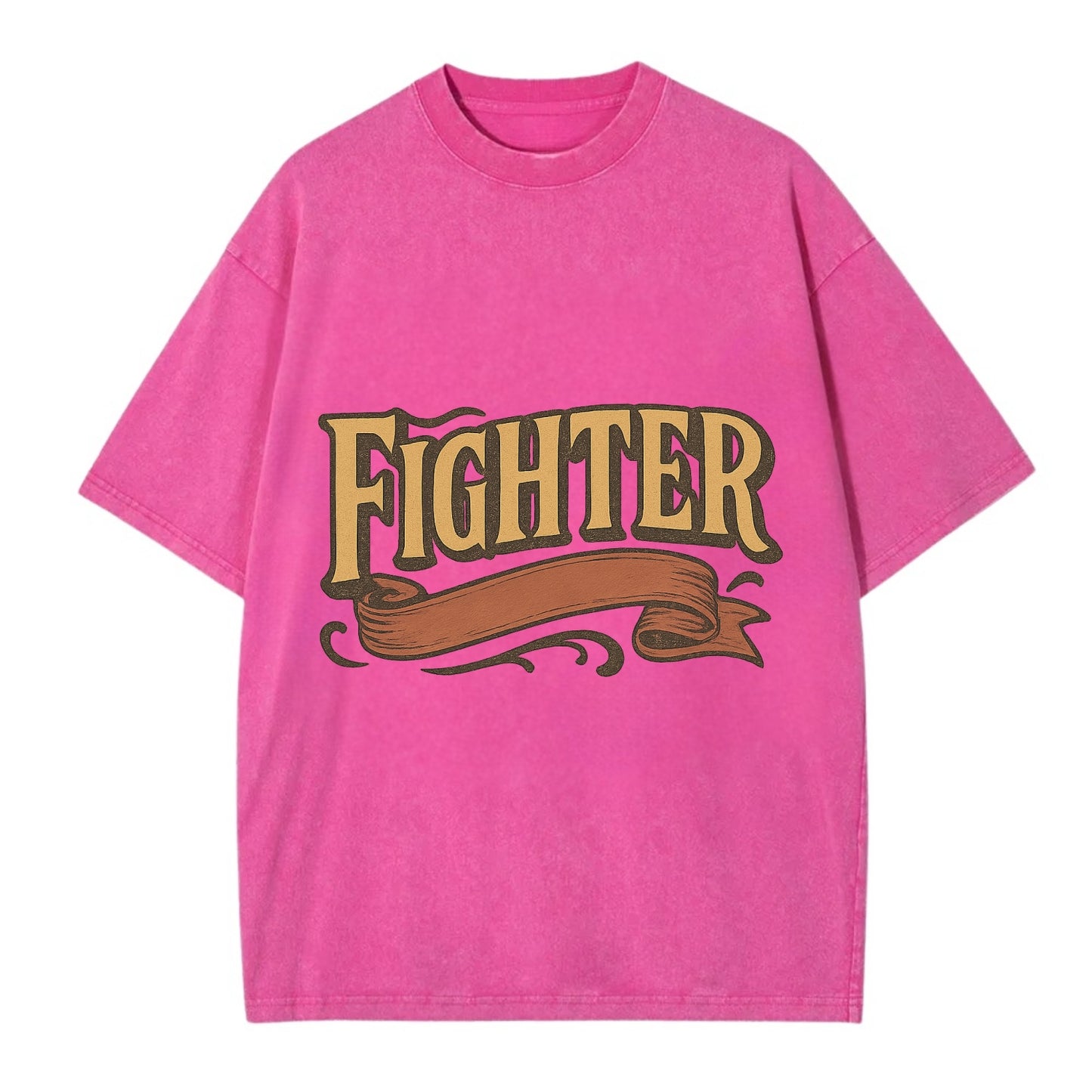 Bold typography design - "FIGHTER" - never giving up, battling on - Vintage T-shirt - Dusty Rose(Rose)