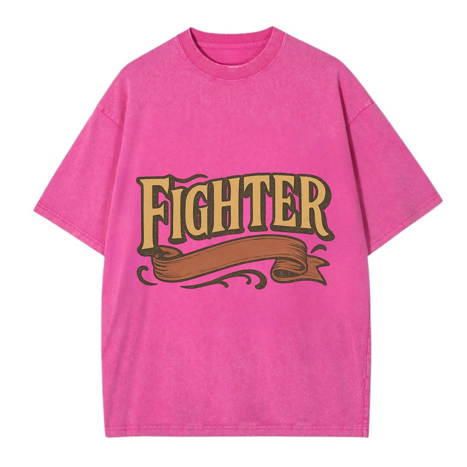 Bold typography design - "FIGHTER" - never giving up, battling on - Vintage T-shirt - Dusty Rose(Rose)