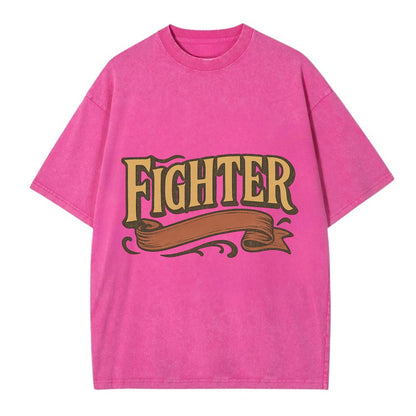 Bold typography design - "FIGHTER" - never giving up, battling on - Vintage T-shirt - Dusty Rose(Rose)