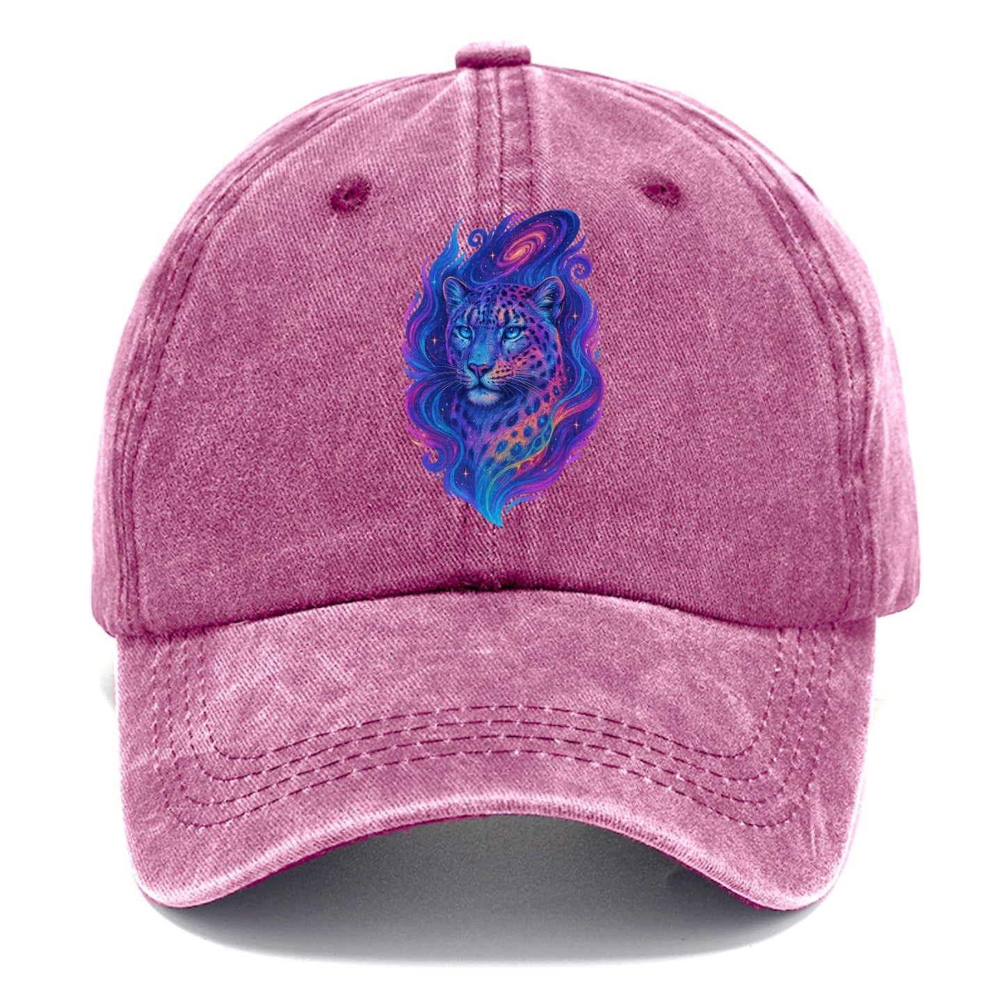 Majestic snow leopard with rainbow gradient spots, crystalline flowing patterns, - Classic Cap - Dusty Rose(Rose)