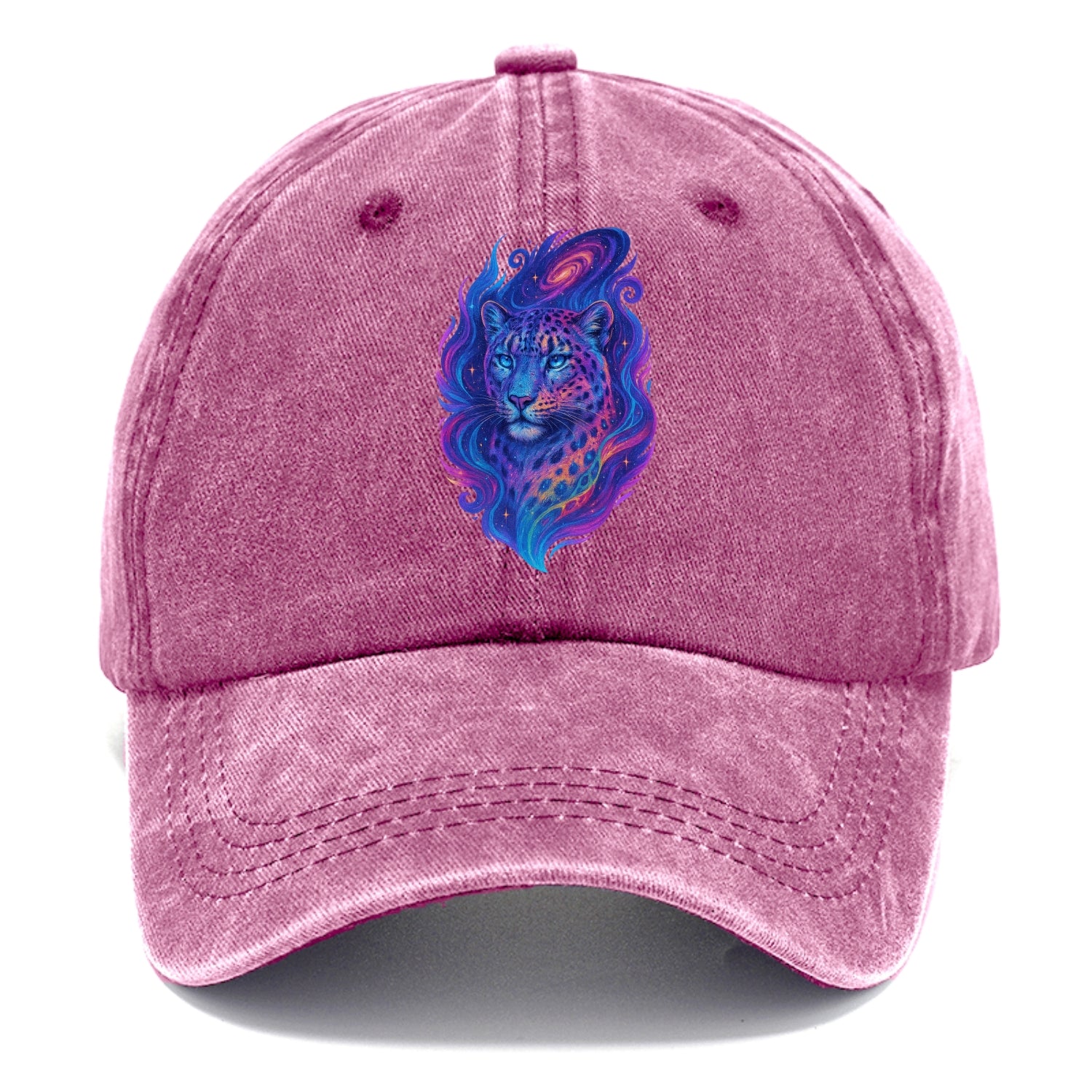 Majestic snow leopard with rainbow gradient spots, crystalline flowing patterns, - Classic Cap - Dusty Rose(Rose)
