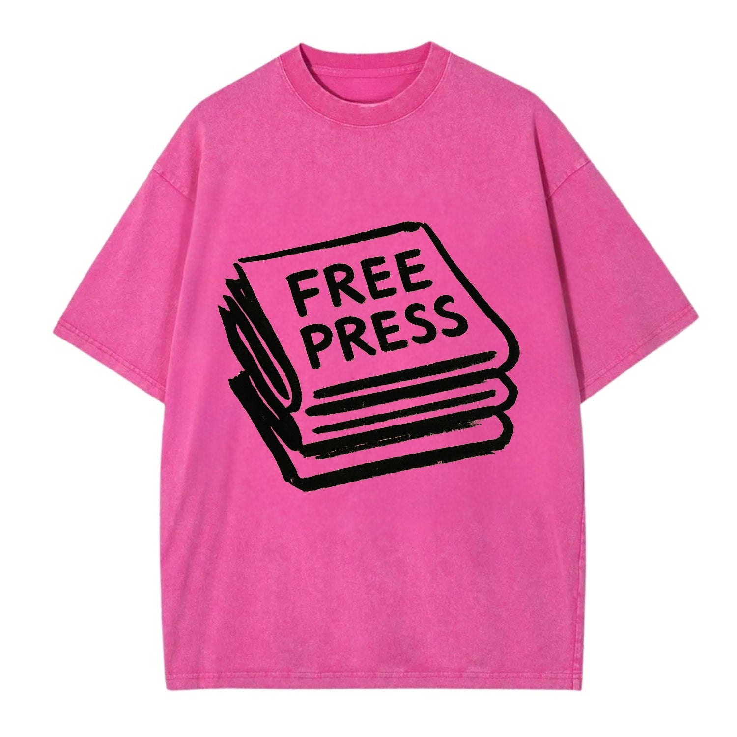 Stack of newspapers - free press bold ink brushstrokes - Vintage T-shirt - Dusty Rose(Rose)
