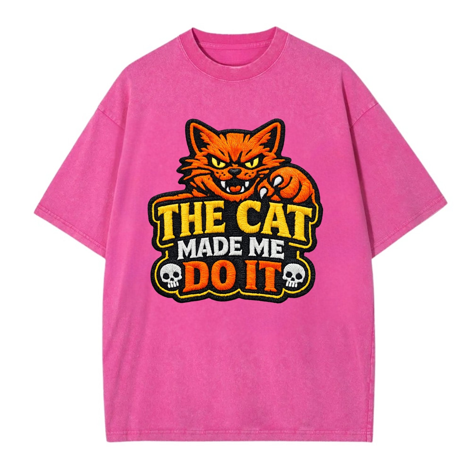 THE CAT MADE ME DO IT - mischievous cat in orange , blame the cat - Vintage T-shirt - Dusty Rose(Rose)