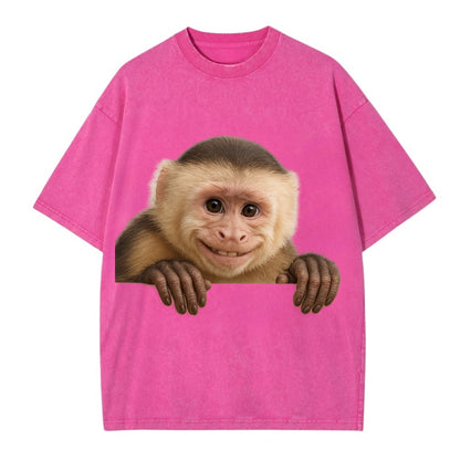 Capuchin Monkey  - Vintage T-shirt - Dusty Rose(Rose)