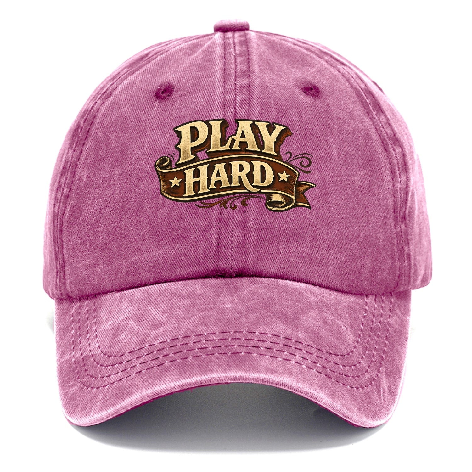 Bold typography design - "PLAY HARD" - giving your all, full effort - Classic Cap - Dusty Rose(Rose)