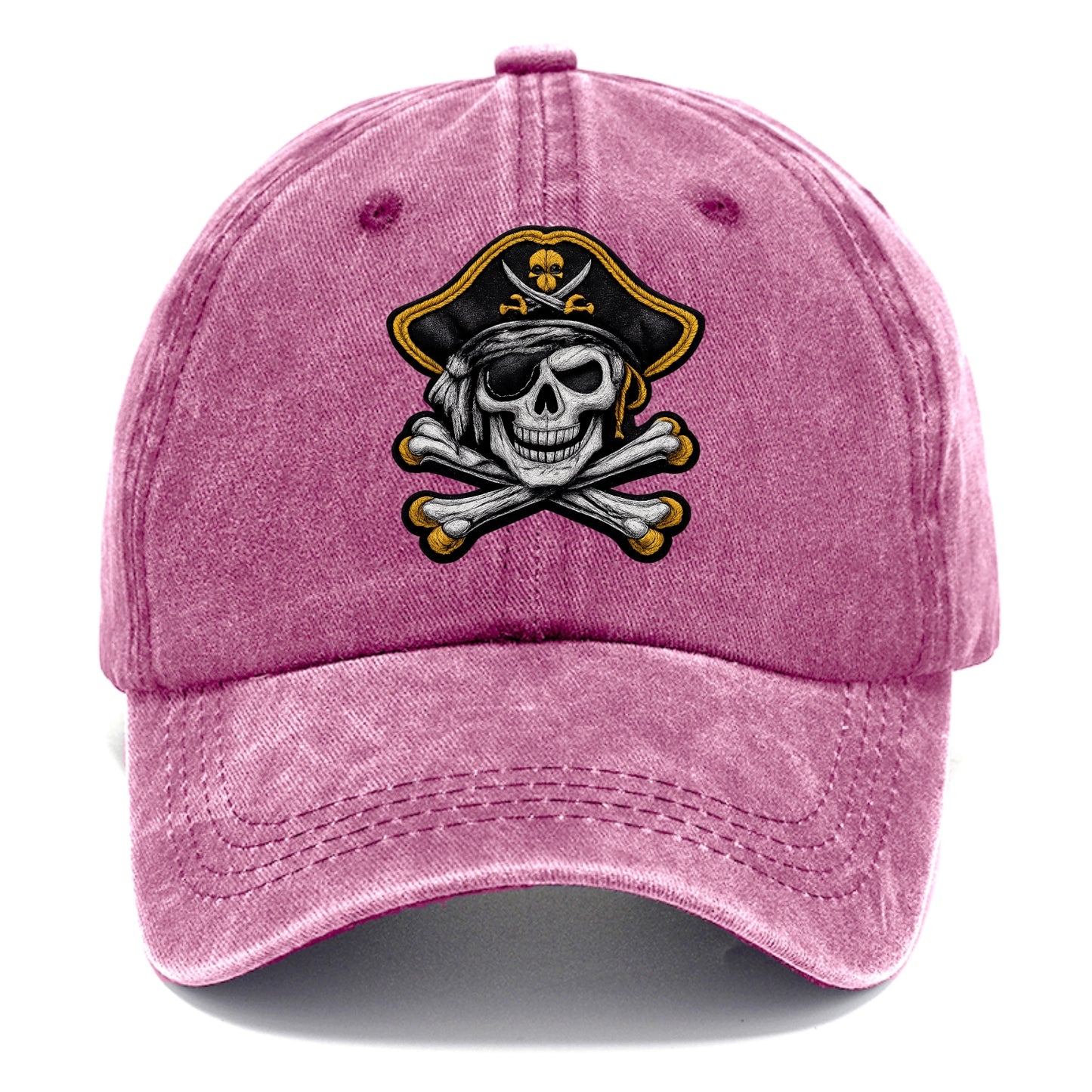 PIRATE SKULL - Jolly Roger skull in black and white , pirate - Classic Cap - Dusty Rose(Rose)