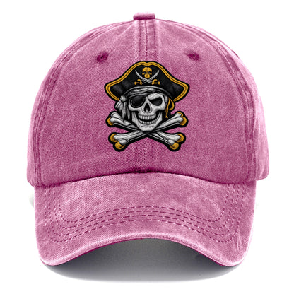 PIRATE SKULL - Jolly Roger skull in black and white , pirate - Classic Cap - Dusty Rose(Rose)