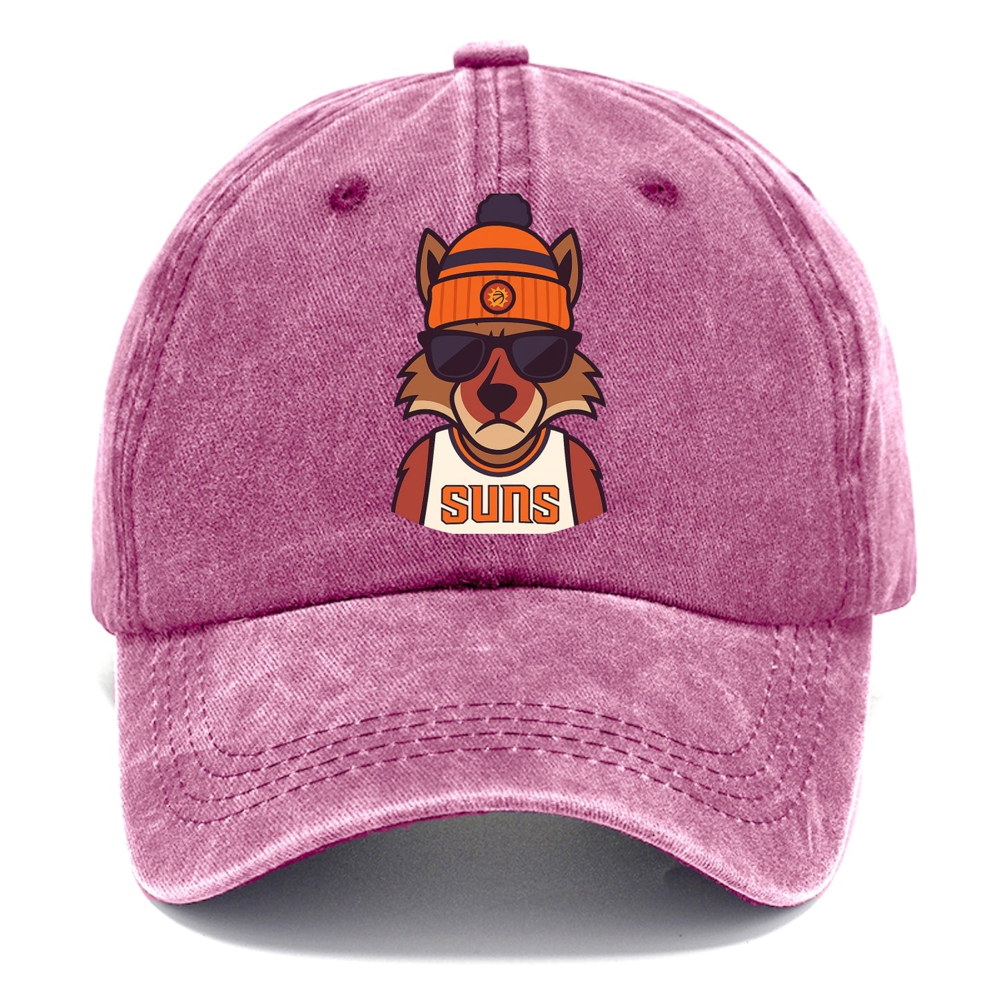 Arizona Coyote wearing Suns beanie with desert sun patch and wayfarer sunglasses - Classic Cap - Dusty Rose(Rose)