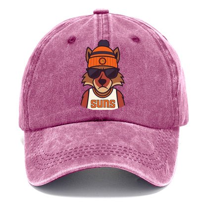 Arizona Coyote wearing Suns beanie with desert sun patch and wayfarer sunglasses - Classic Cap - Dusty Rose(Rose)