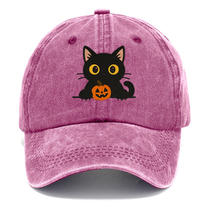 Midnight the black cat wearing round spectacles while studying the viewer. - Classic Cap - Dusty Rose(Rose)