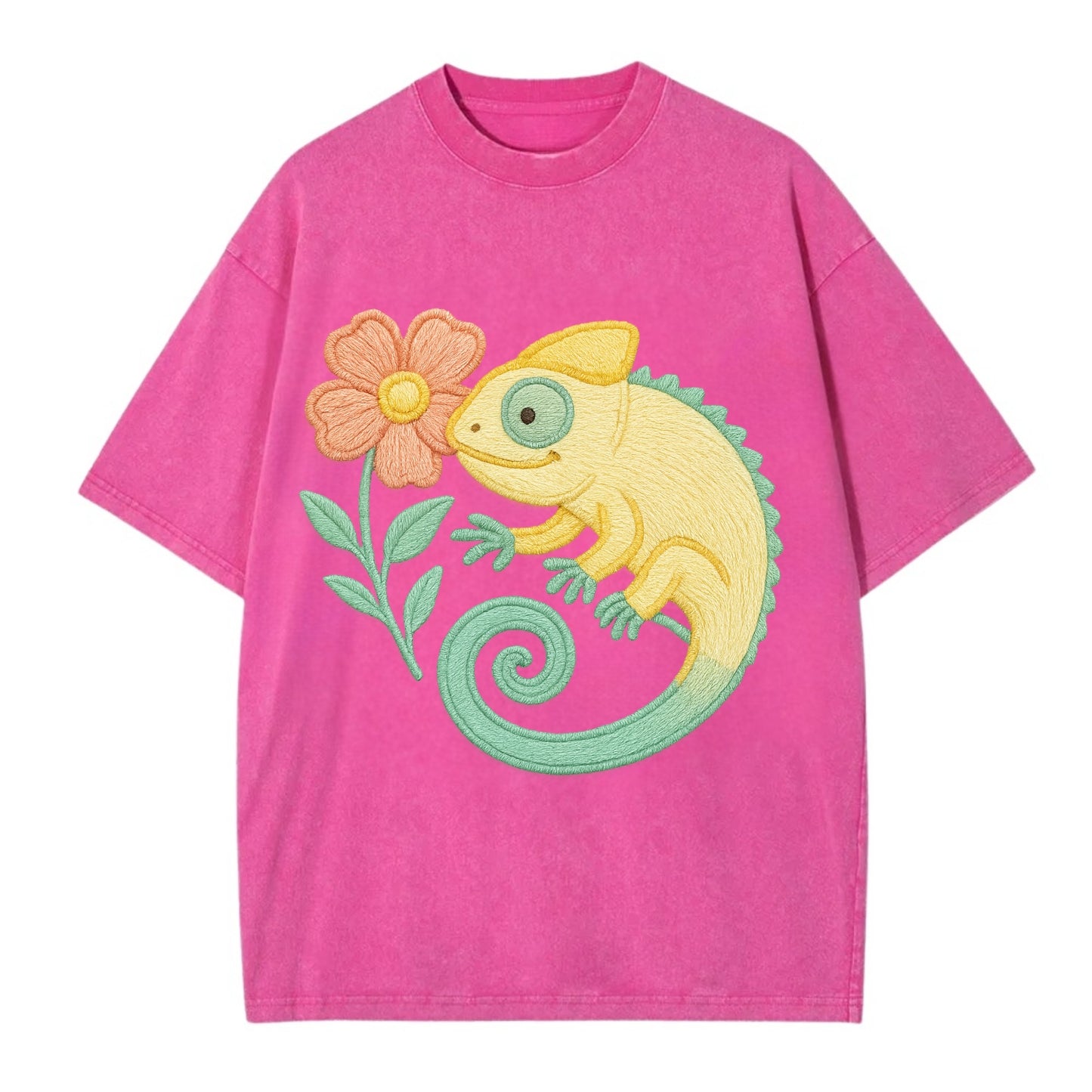 Yellow Chameleon - Vintage T-shirt - Dusty Rose(Rose)