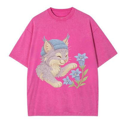 Lynx and Gentian  - Vintage T-shirt - Dusty Rose(Rose)