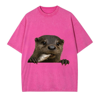 River Otter  - Vintage T-shirt - Dusty Rose(Rose)