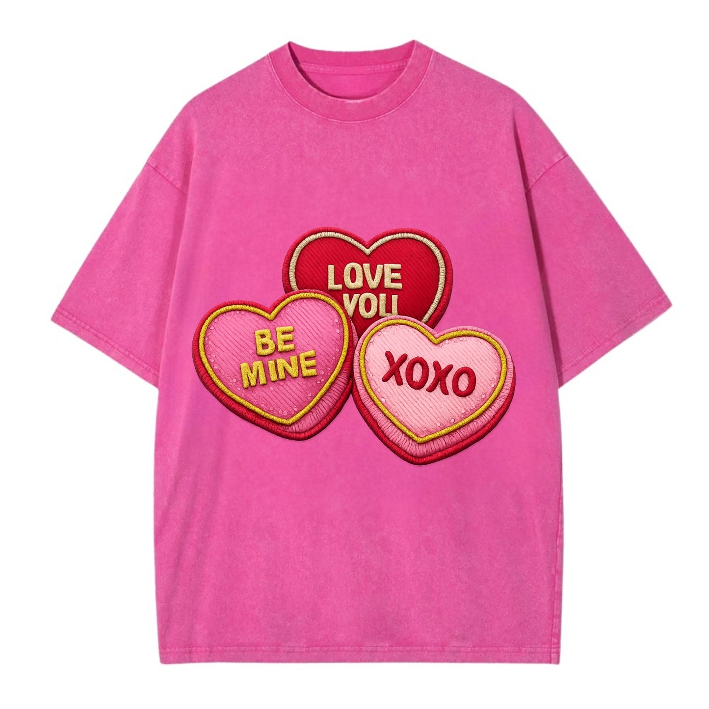 VALENTINES HEARTS - candy hearts in pink and red , love day - Vintage T-shirt - Dusty Rose(Rose)