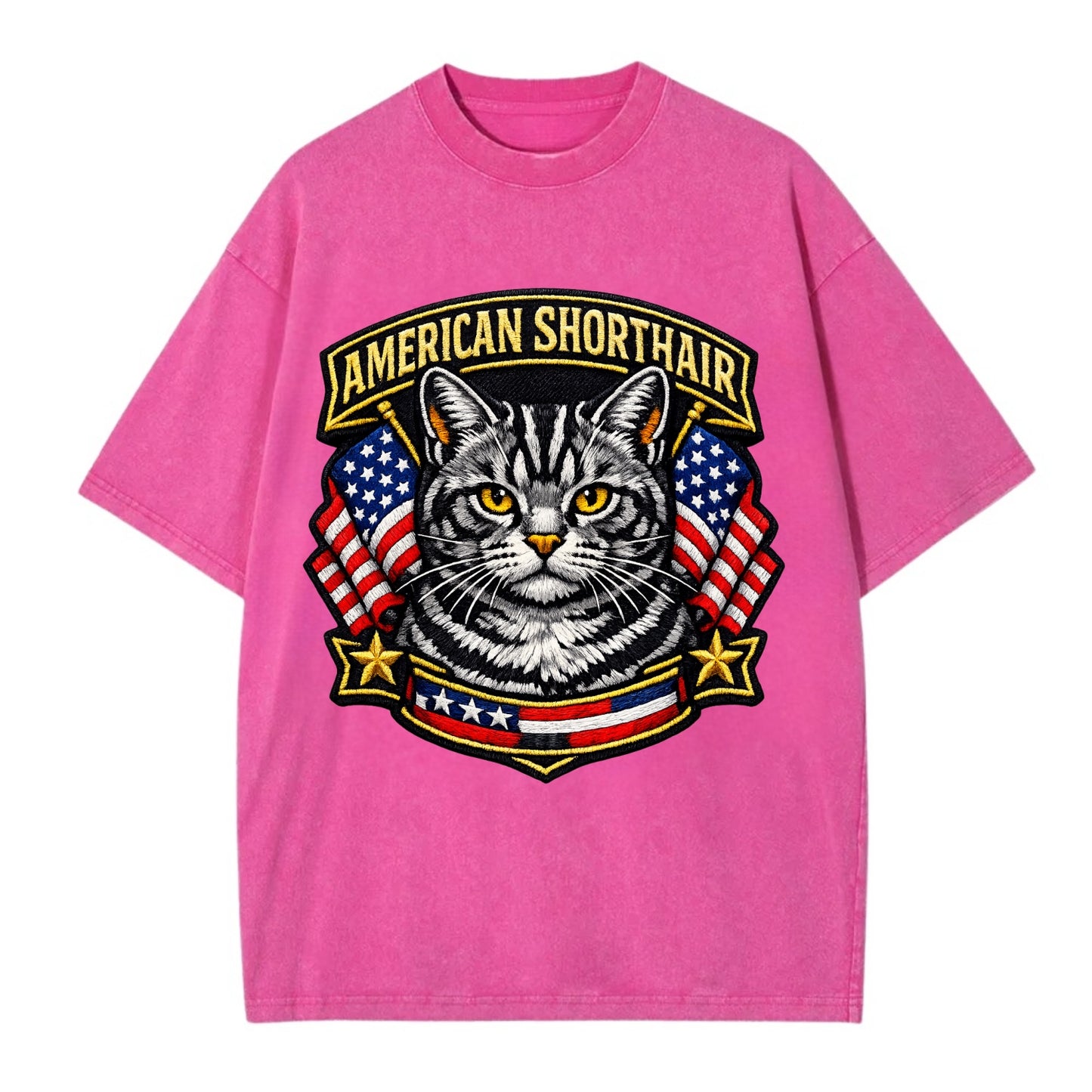 AMERICAN SHORTHAIR - classic american cat in silver tabby , all-American cat - Vintage T-shirt - Dusty Rose(Rose)