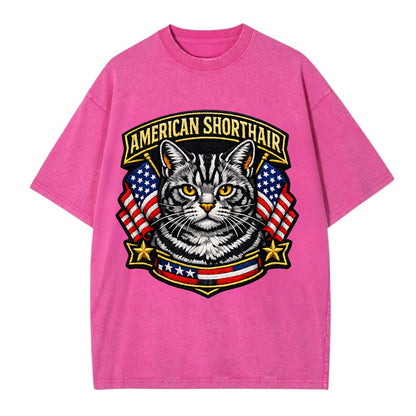 AMERICAN SHORTHAIR - classic american cat in silver tabby , all-American cat - Vintage T-shirt - Dusty Rose(Rose)