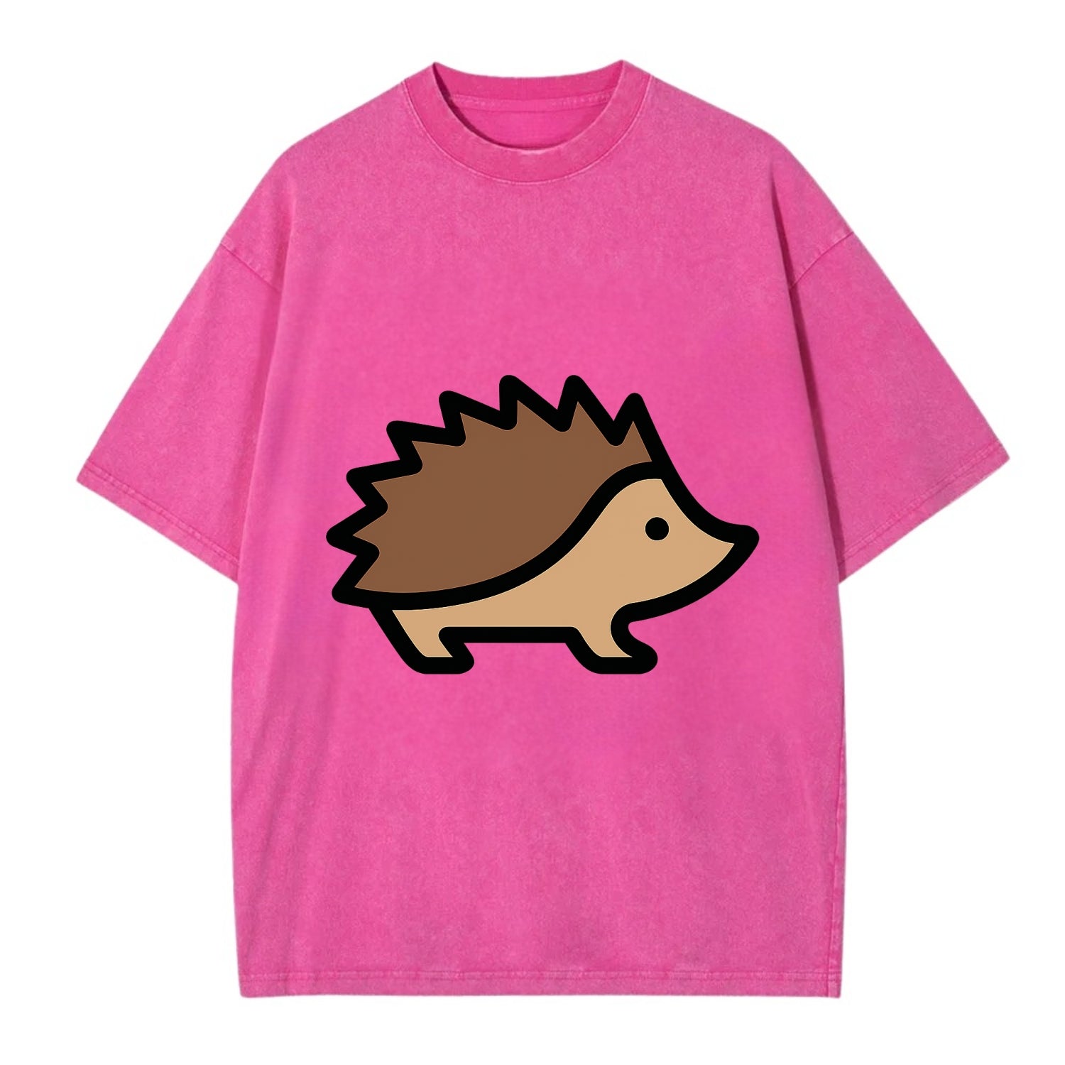 Hedgehog - Brown spiky back flat side profile - Vintage T-shirt - Dusty Rose(Rose)