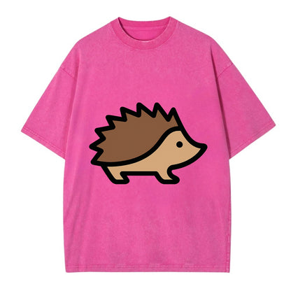 Hedgehog - Brown spiky back flat side profile - Vintage T-shirt - Dusty Rose(Rose)