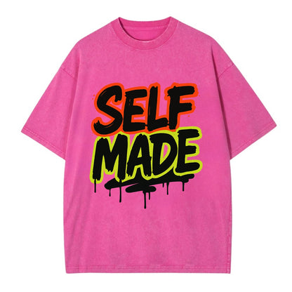 Bold typography design - "SELF MADE" - built from nothing, earned success - Vintage T-shirt - Dusty Rose(Rose)