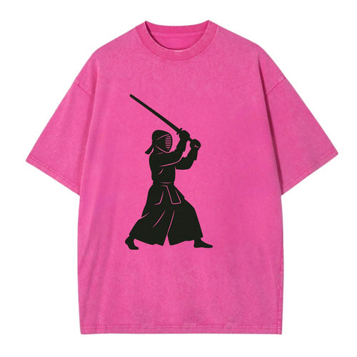 Kendo swordsman in striking stance - Vintage T-shirt