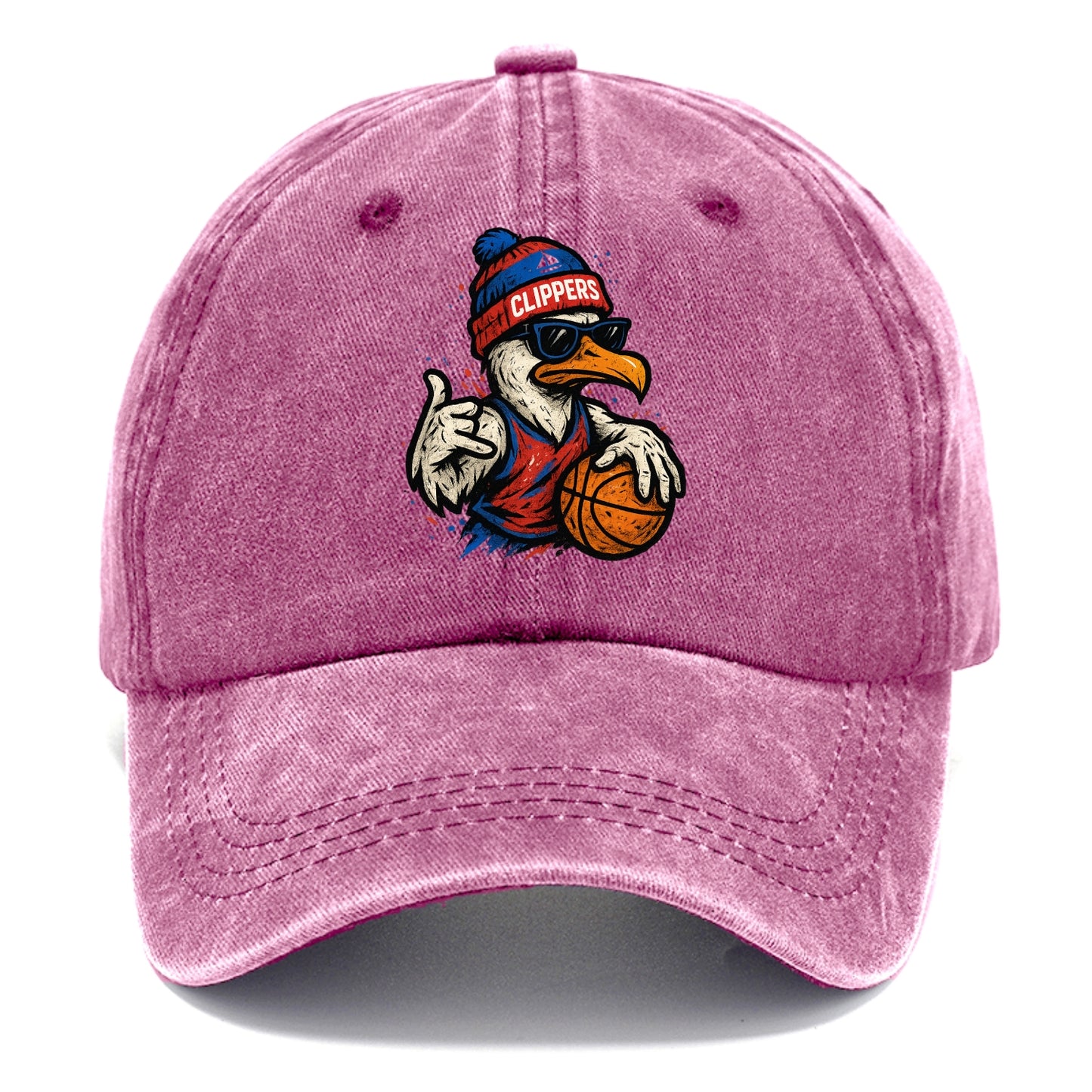 LA Seagull wearing Clippers red white and blue beanie with ship patch and wayfarer - Classic Cap - Dusty Rose(Rose)