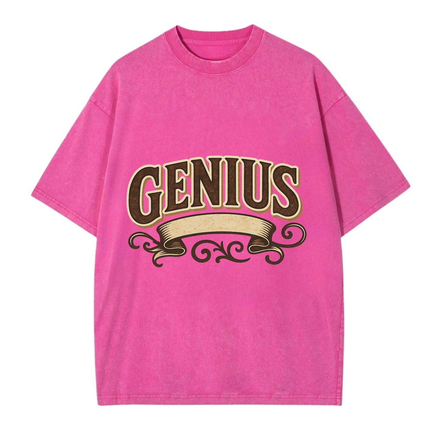 Bold typography design - "GENIUS" - exceptional intelligence, brilliance - Vintage T-shirt - Dusty Rose(Rose)
