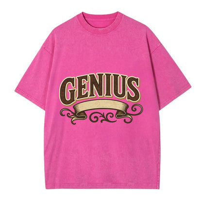 Bold typography design - "GENIUS" - exceptional intelligence, brilliance - Vintage T-shirt - Dusty Rose(Rose)