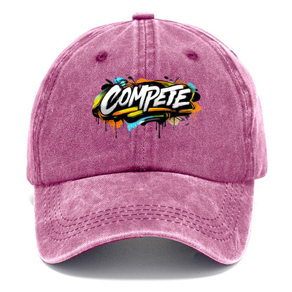 Bold typography design - "COMPETE" - competitive spirit, love the game - Classic Cap - Dusty Rose(Rose)