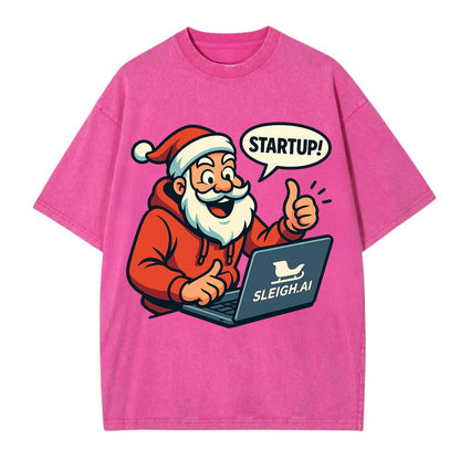 Santa Tech Startup CEO - Vintage T-shirt - Dusty Rose(Rose)