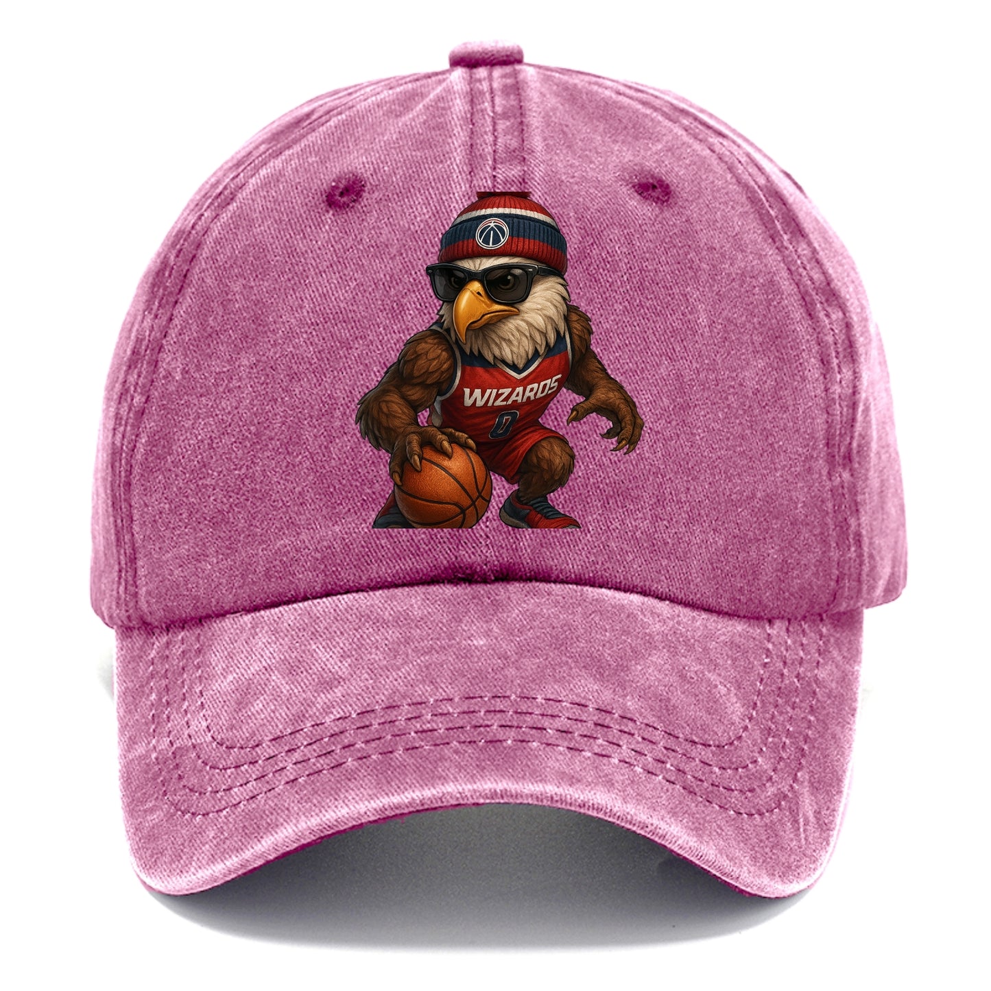 DC Eagle wearing Wizards red white and blue beanie with monument patch and wayfarer - Classic Cap - Dusty Rose(Rose)