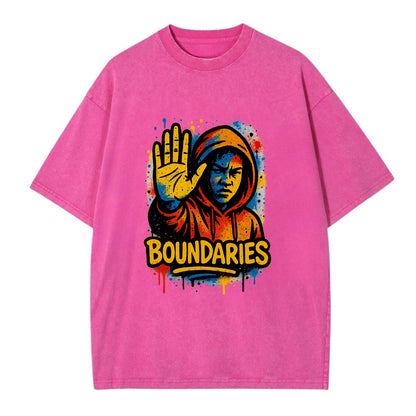 Person holding up hand in "stop" gesture - setting boundaries concept, - Vintage T-shirt - Dusty Rose(Rose)
