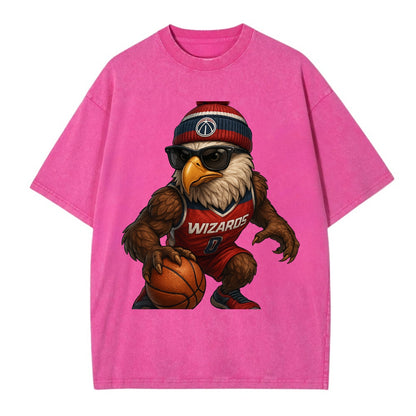 DC Eagle wearing Wizards red white and blue beanie with monument patch and - Vintage T-shirt - Dusty Rose(Rose)