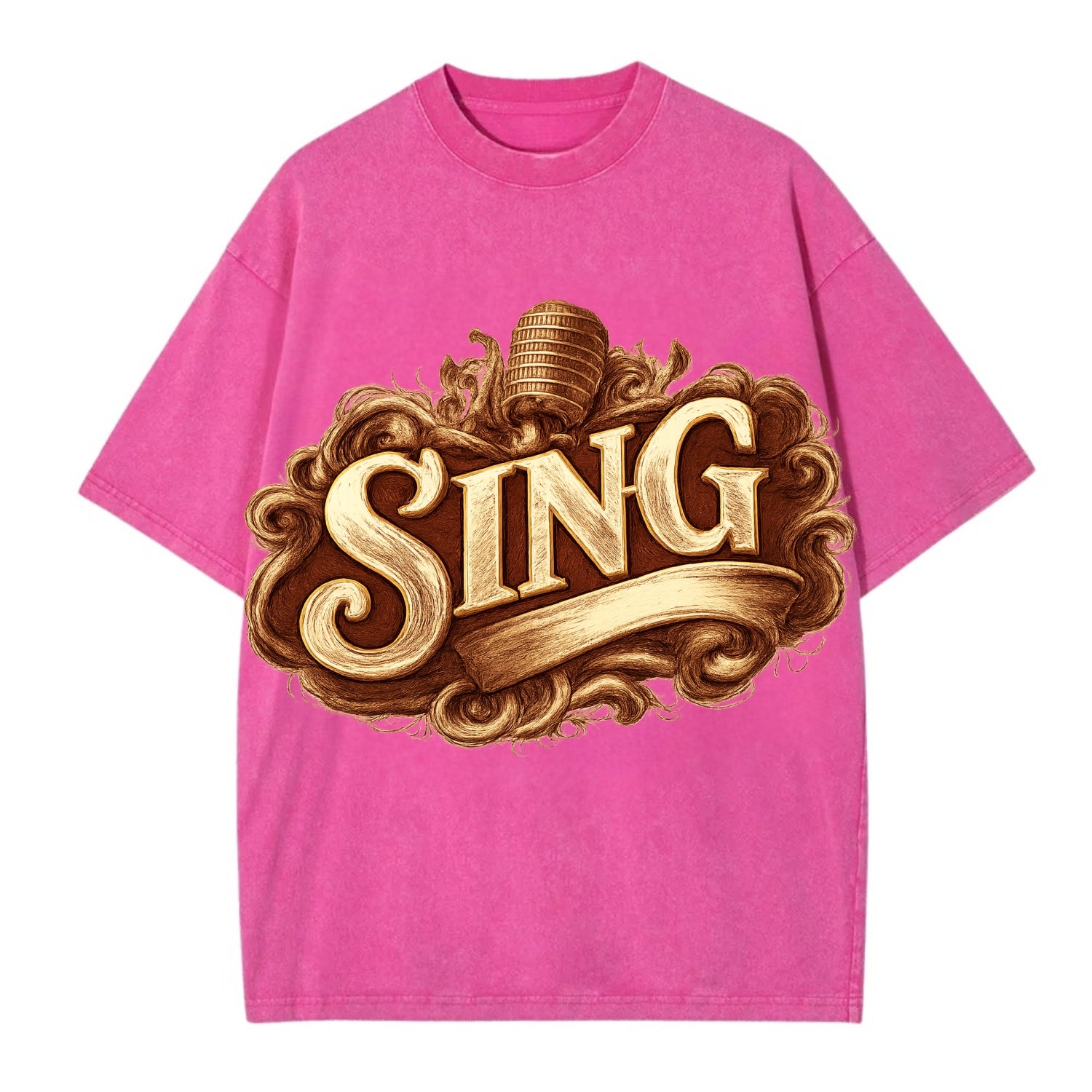 Bold typography design - "SING" - vocal expression, musical soul - Vintage T-shirt - Dusty Rose(Rose)