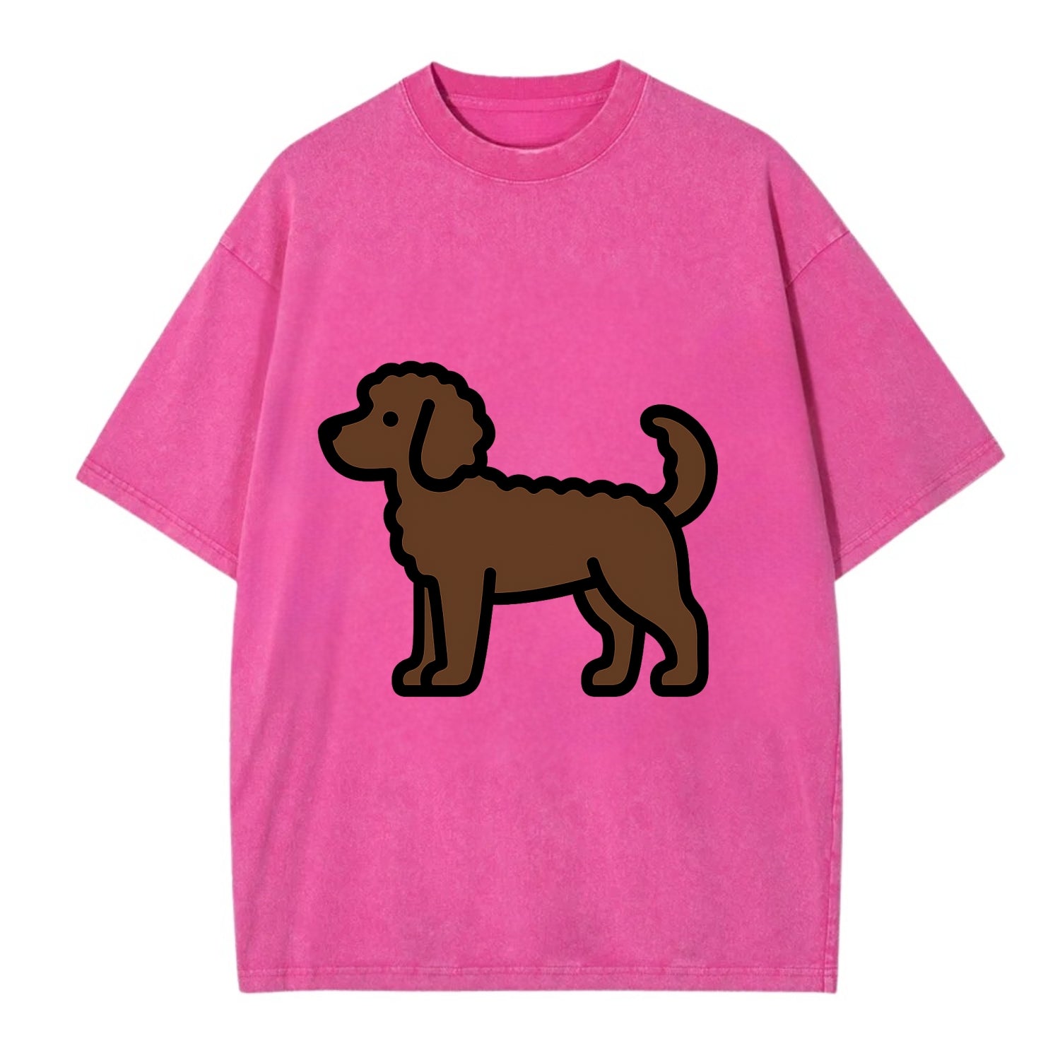 Labradoodle - Chocolate curly flat side profile - Vintage T-shirt - Dusty Rose(Rose)