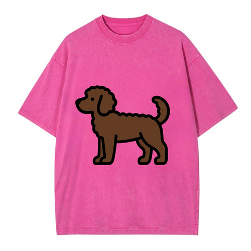 Labradoodle - Chocolate curly flat side profile - Vintage T-shirt