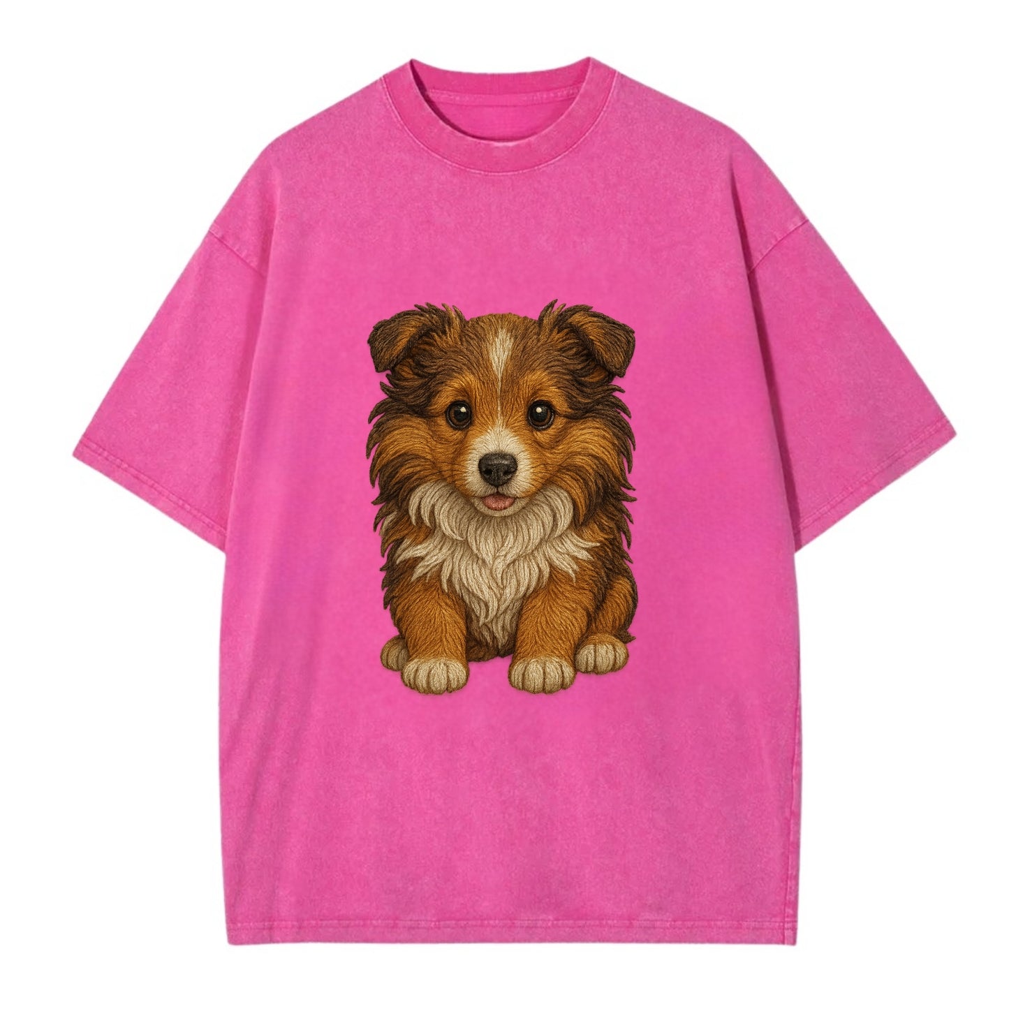 Baby Shetland Sheepdog Puppy - mini collie look, flowing mane, intelligent eyes, - Vintage T-shirt - Dusty Rose(Rose)