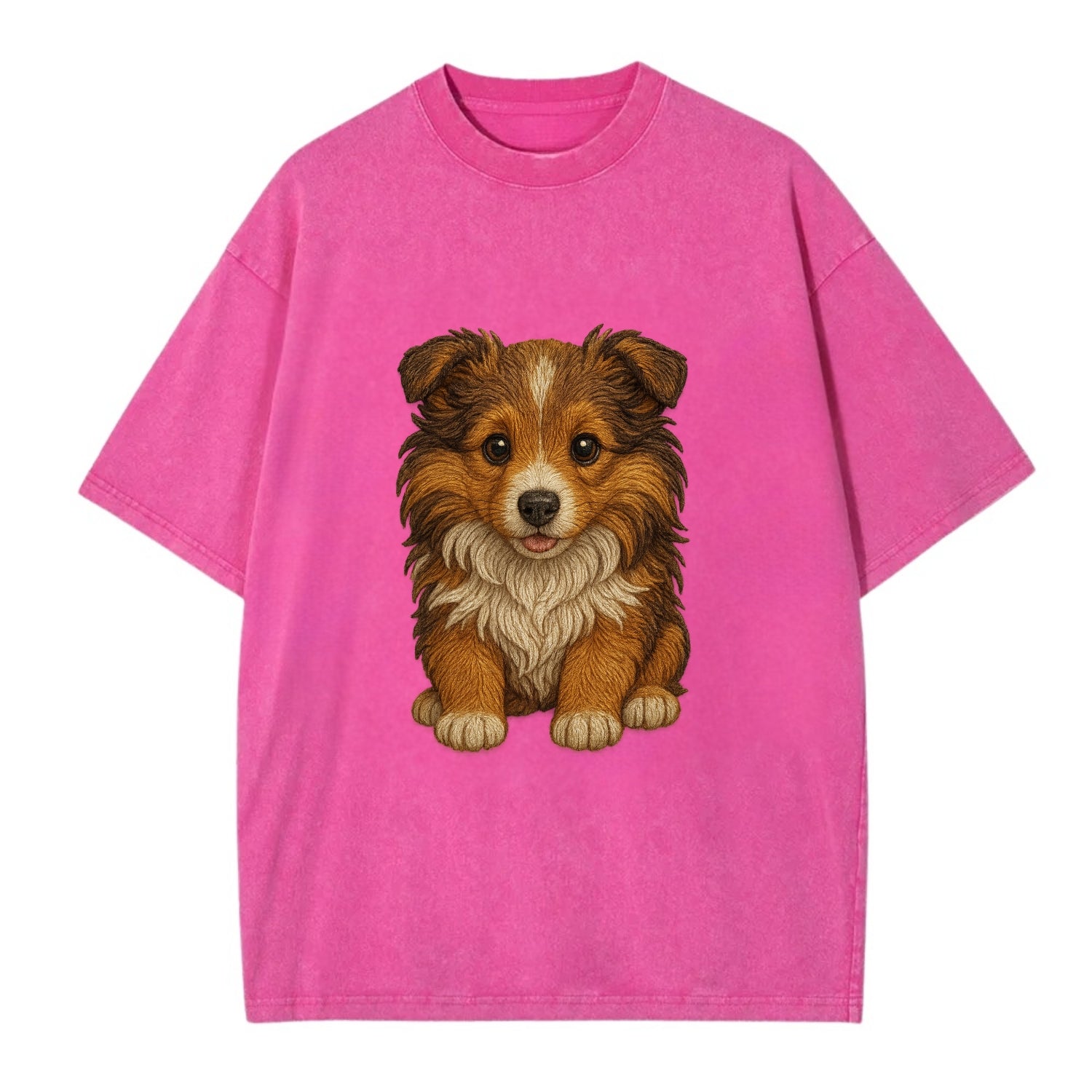 Baby Shetland Sheepdog Puppy - mini collie look, flowing mane, intelligent eyes, - Vintage T-shirt - Dusty Rose(Rose)