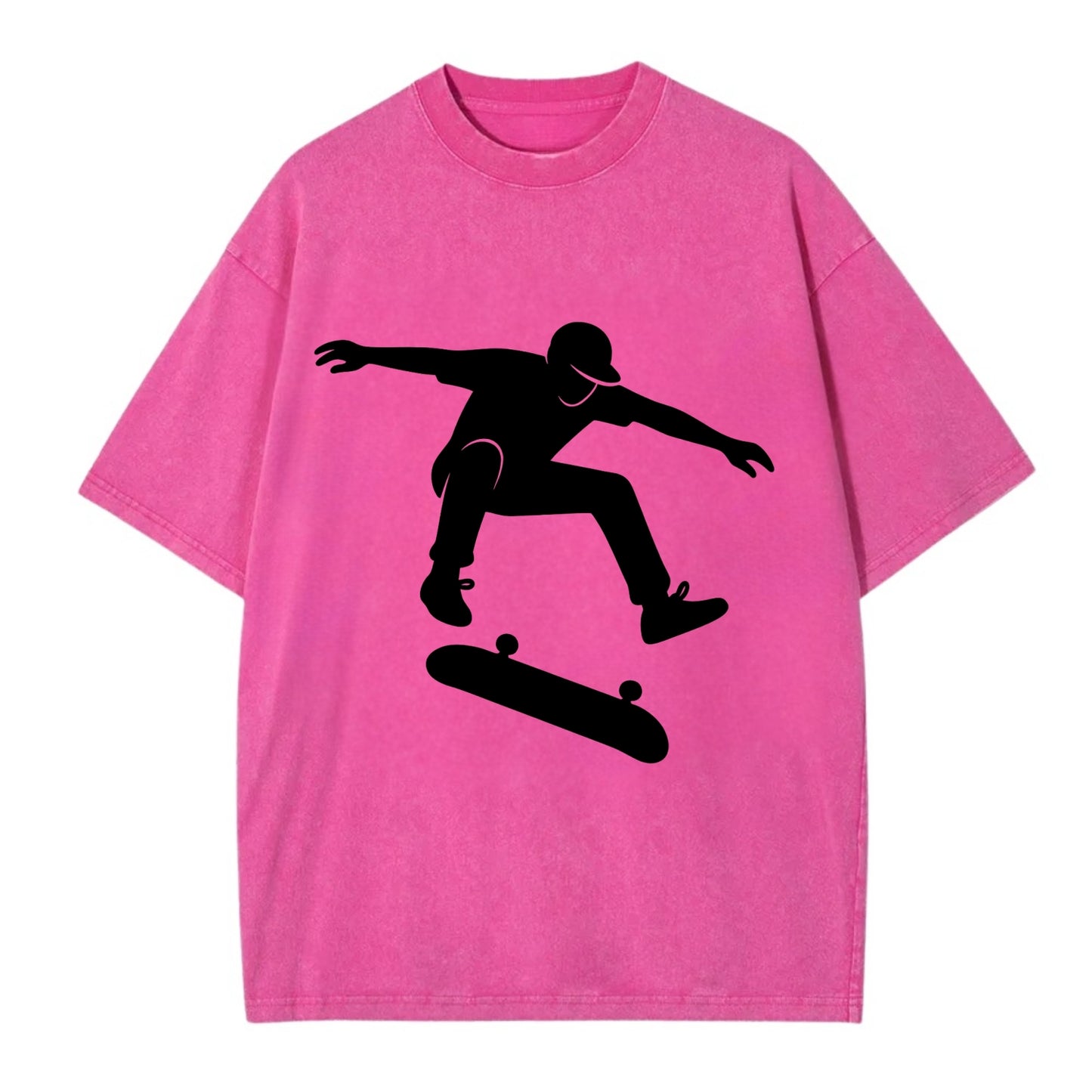 Skateboarder doing kickflip trick - Vintage T-shirt - Dusty Rose(Rose)