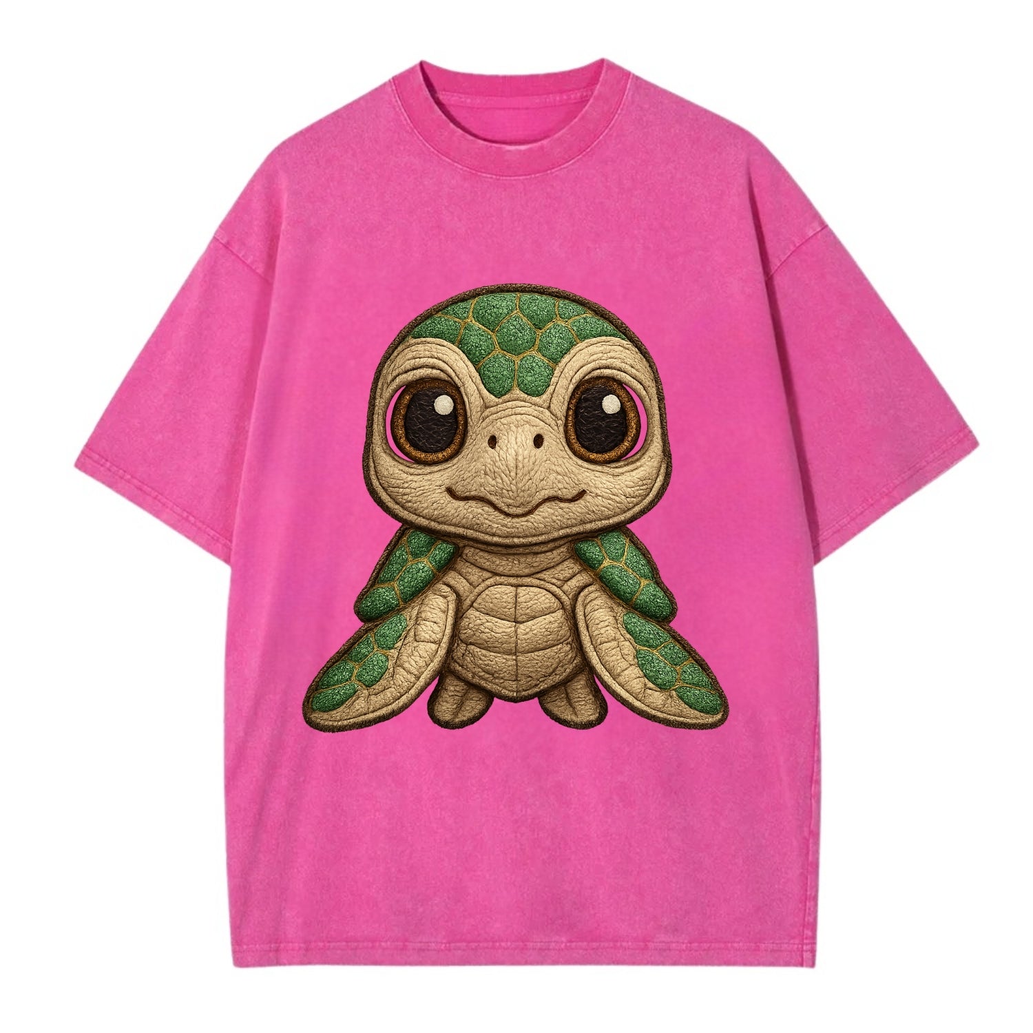 Baby Green Sea Turtle - emerald shell, large innocent brown eyes, tiny flippers, - Vintage T-shirt - Dusty Rose(Rose)