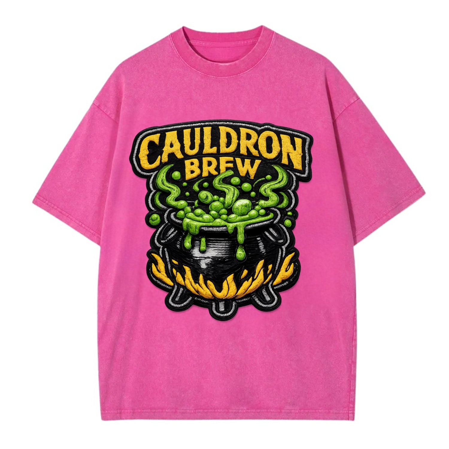CAULDRON BREW - bubbling pot in black and green , witch craft - Vintage T-shirt - Dusty Rose(Rose)