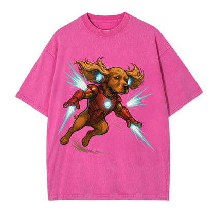 Cocker Spaniel Iron Man  - Vintage T-shirt - Dusty Rose(Rose)